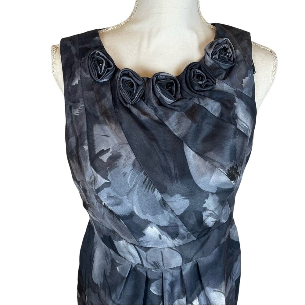 Adrianna Papell Sheath Dress 10 Floral Embellished Tea Party Dark Romantic Event - Picture 4 of 7